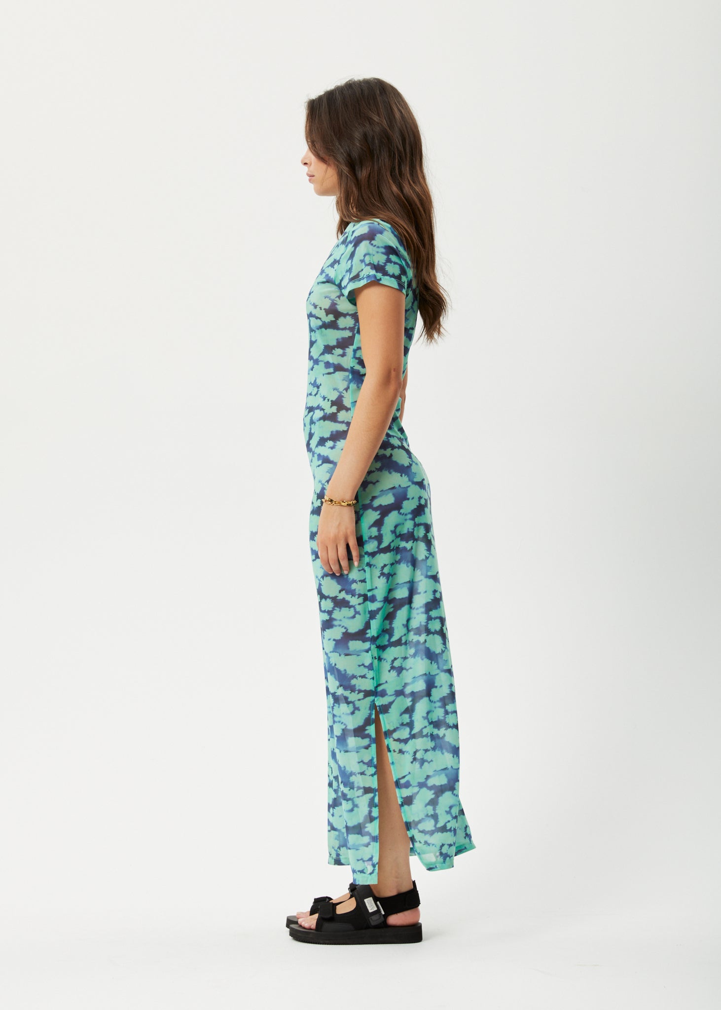 Afends Womens Liquid - Recycled Sheer Maxi Dress - Jade Floral 