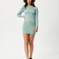 Afends Womens Adi - Recycled Ribbed Long Sleeve Dress - Blue Stripe 