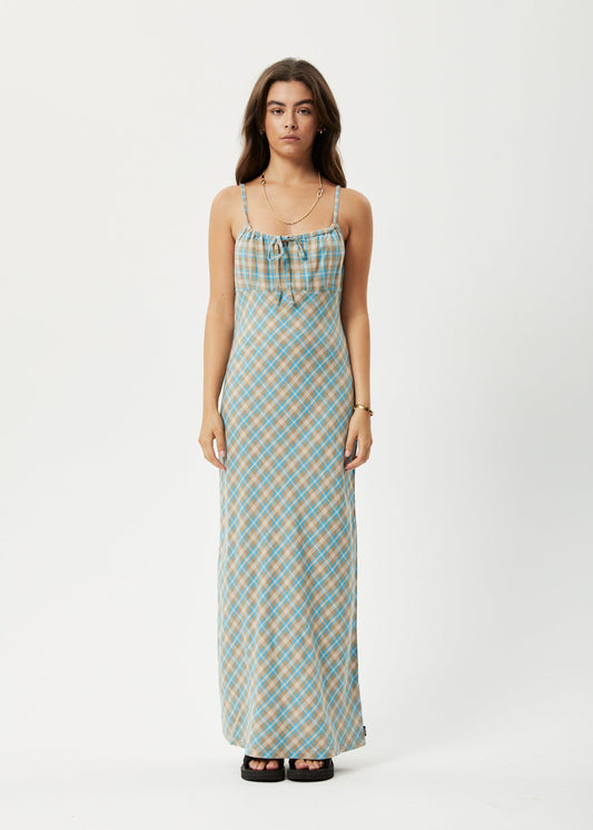 Afends Womens Millie - Hemp Maxi Dress - Tan Check 