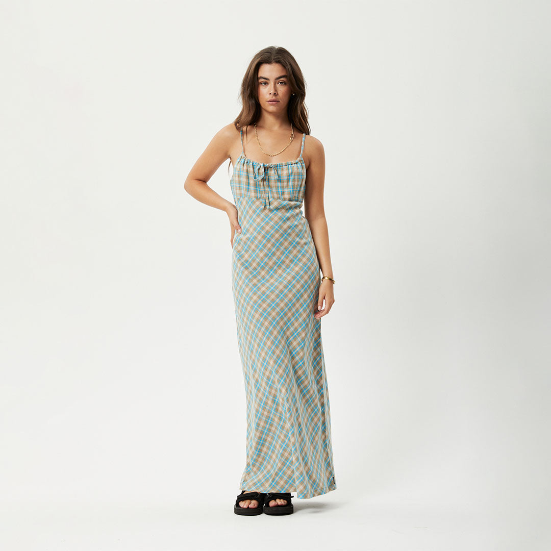 Afends Womens Millie - Hemp Maxi Dress - Tan Check W231810-TNC-XS