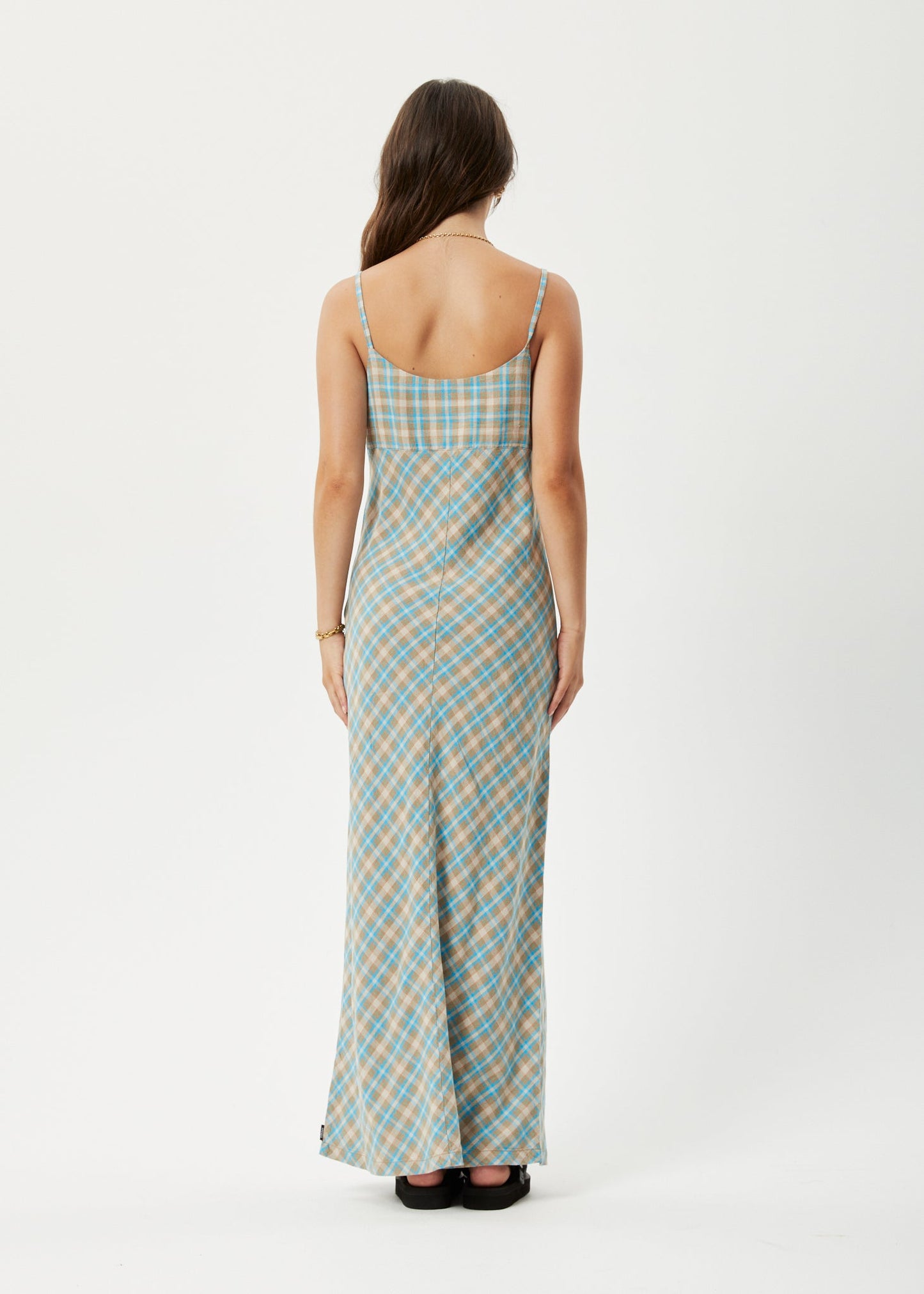 Afends Womens Millie - Hemp Maxi Dress - Tan Check 