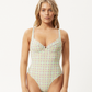 Afends Womens Kali -  Check One Piece - Pistachio Check