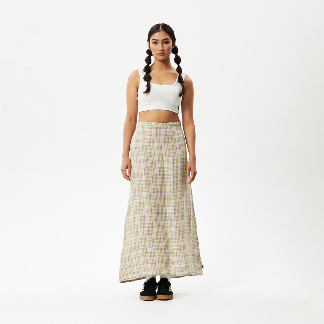 Afends Womens Kali - Maxi Skirt - Pistachio Check W233900-PTC-XS