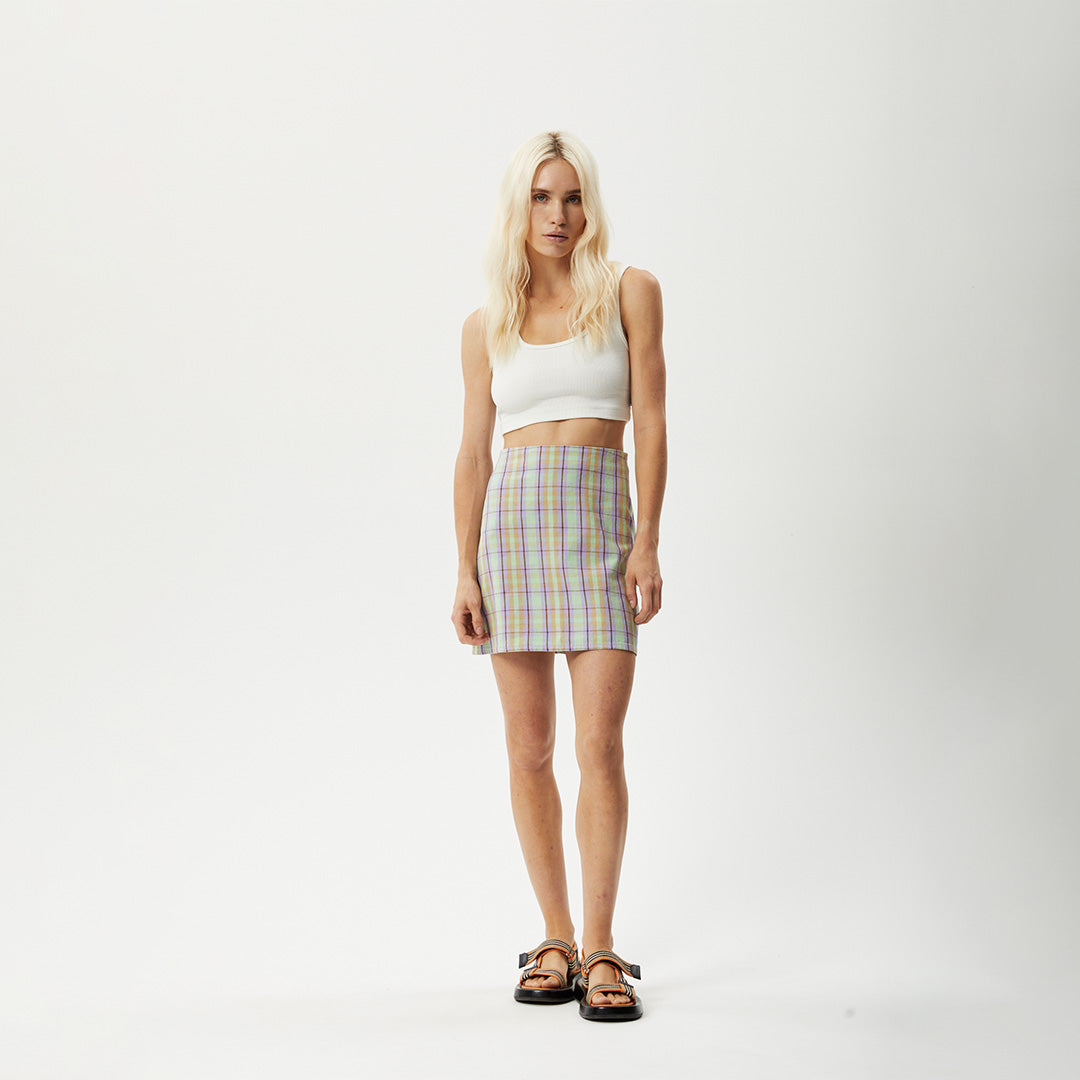 Afends Womens Kali - Mini Skirt - Pistachio Check W233901-PTC-XS