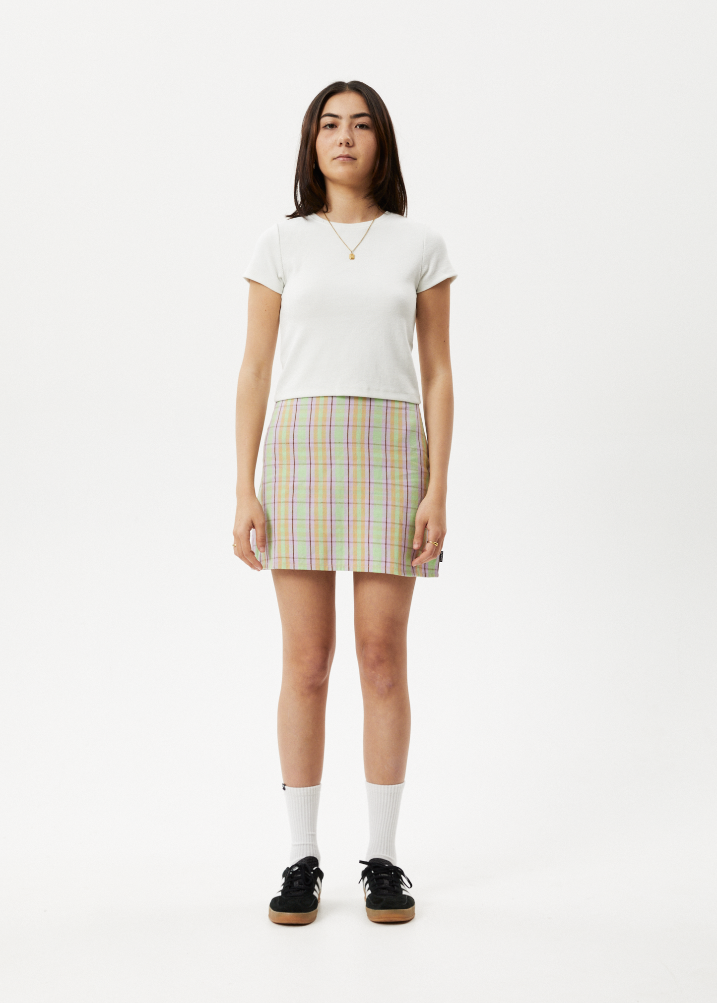 Afends Womens Kali - Mini Skirt - Pistachio Check 