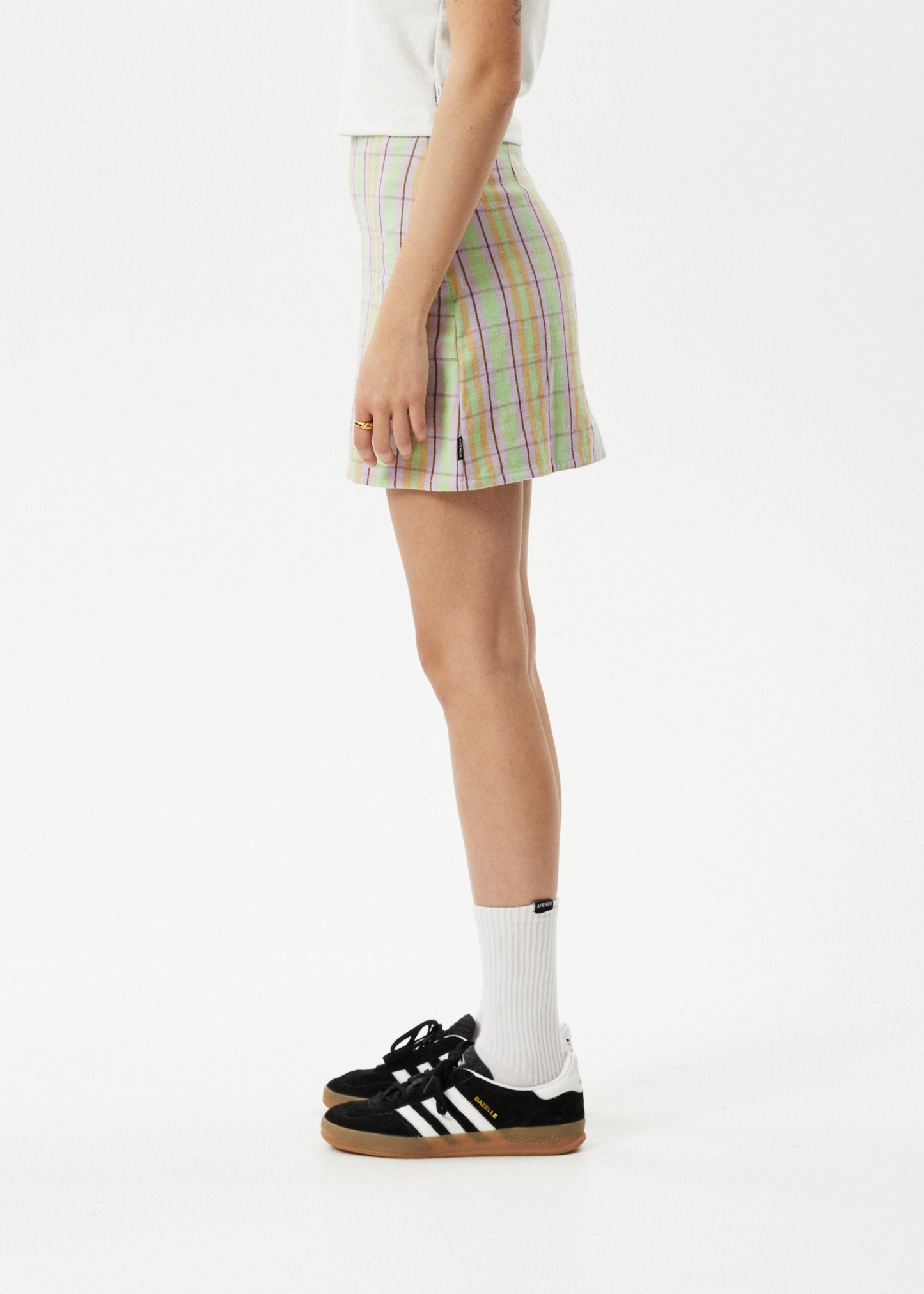 Afends Womens Kali - Mini Skirt - Pistachio Check 