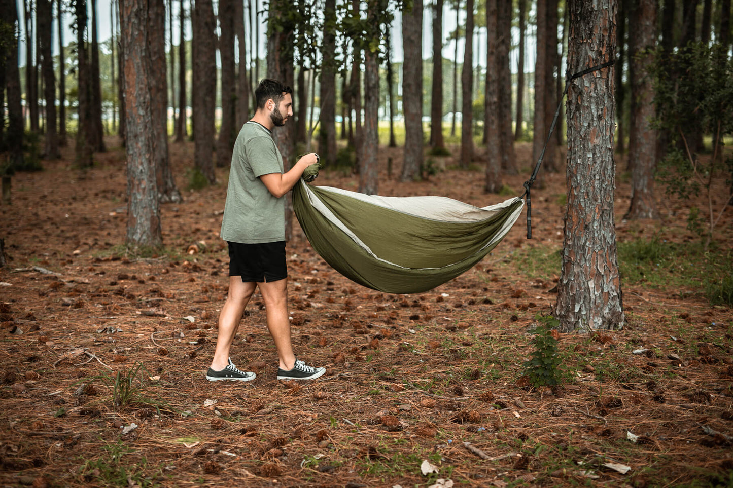 Olive Green - Recycled Hammock With Straps