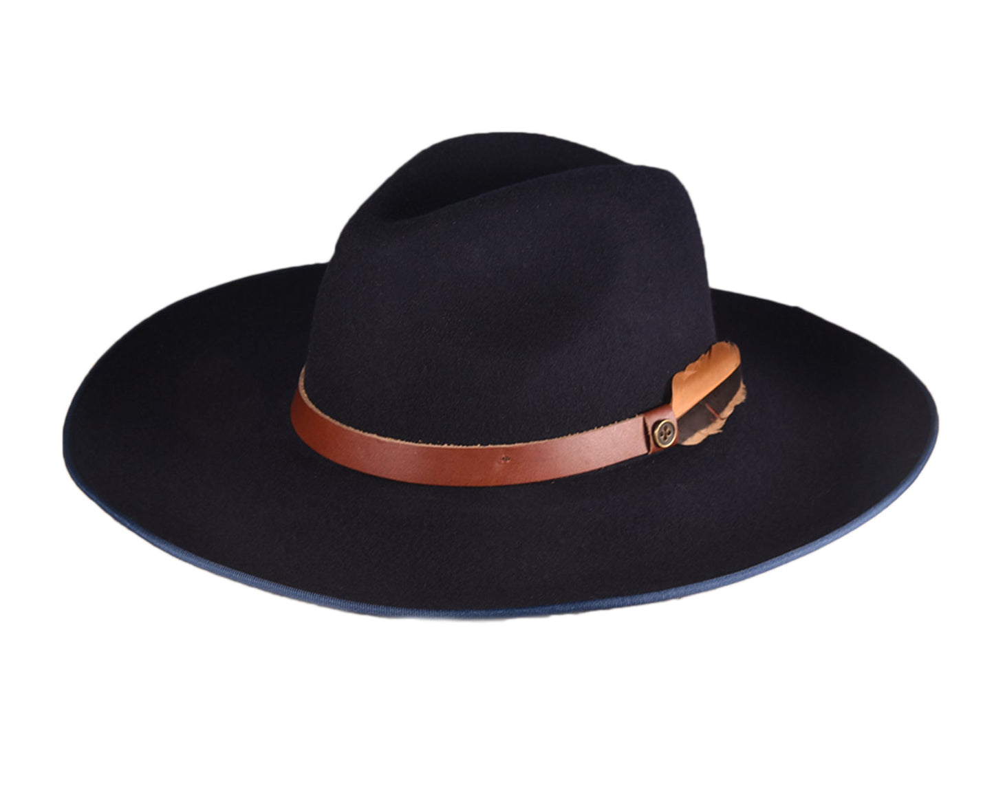 The Desperado Wide Felt Hat - Navy