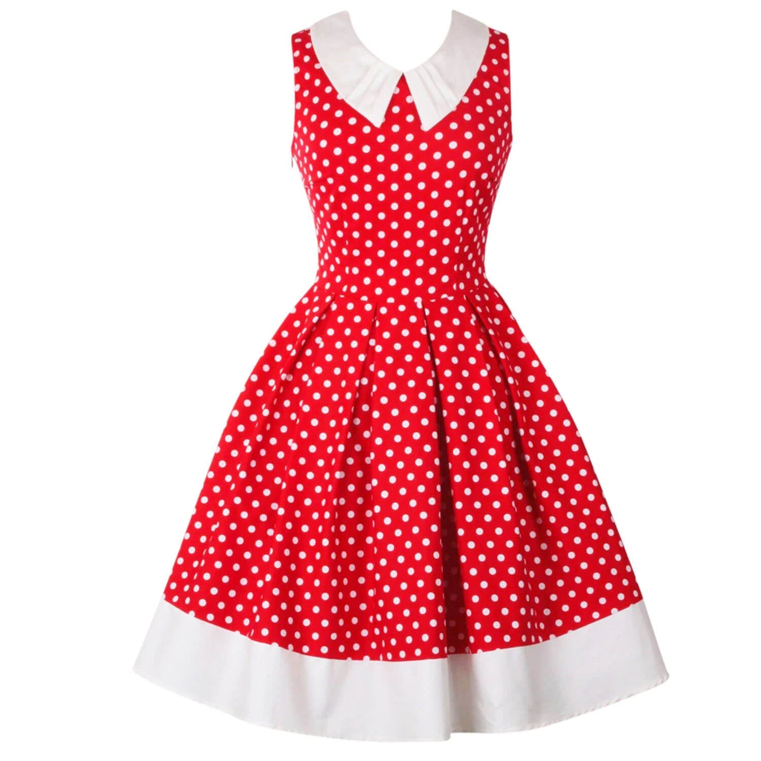 Dolly and Dotty Hazel Dress - Red Polka Dot front view on invisible mannequin