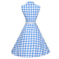 Dolly and Dotty Poppy 50s Shirt Dress - Blue Gingham back on invisible mannequin