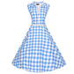 Dolly and Dotty Poppy 50s Shirt Dress - Blue Gingham front on invisible mannequin