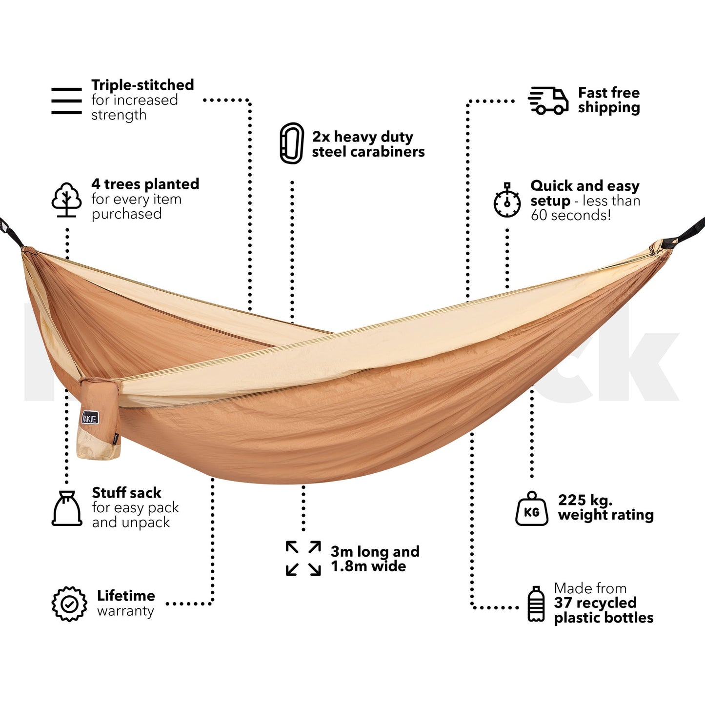 Sahara Sand - Recycled Hammock With Straps