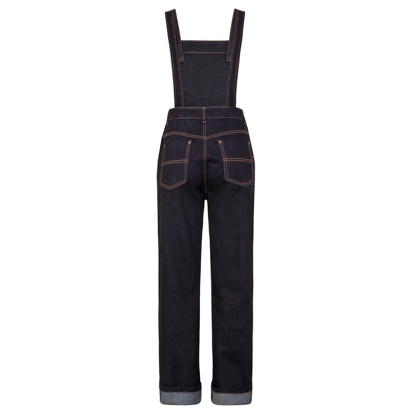 Image of Hell Bunny Elly May Denim Dungarees Overalls - Navy Blue