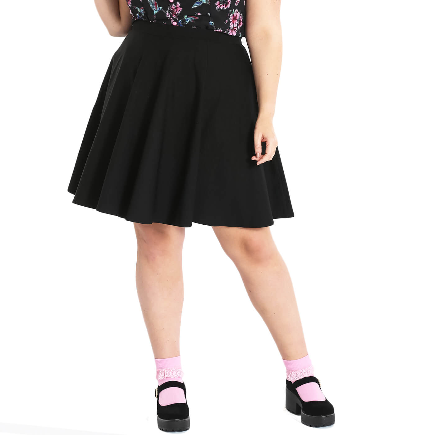 Hell Bunny Gabby Skirt - Black - plus model front