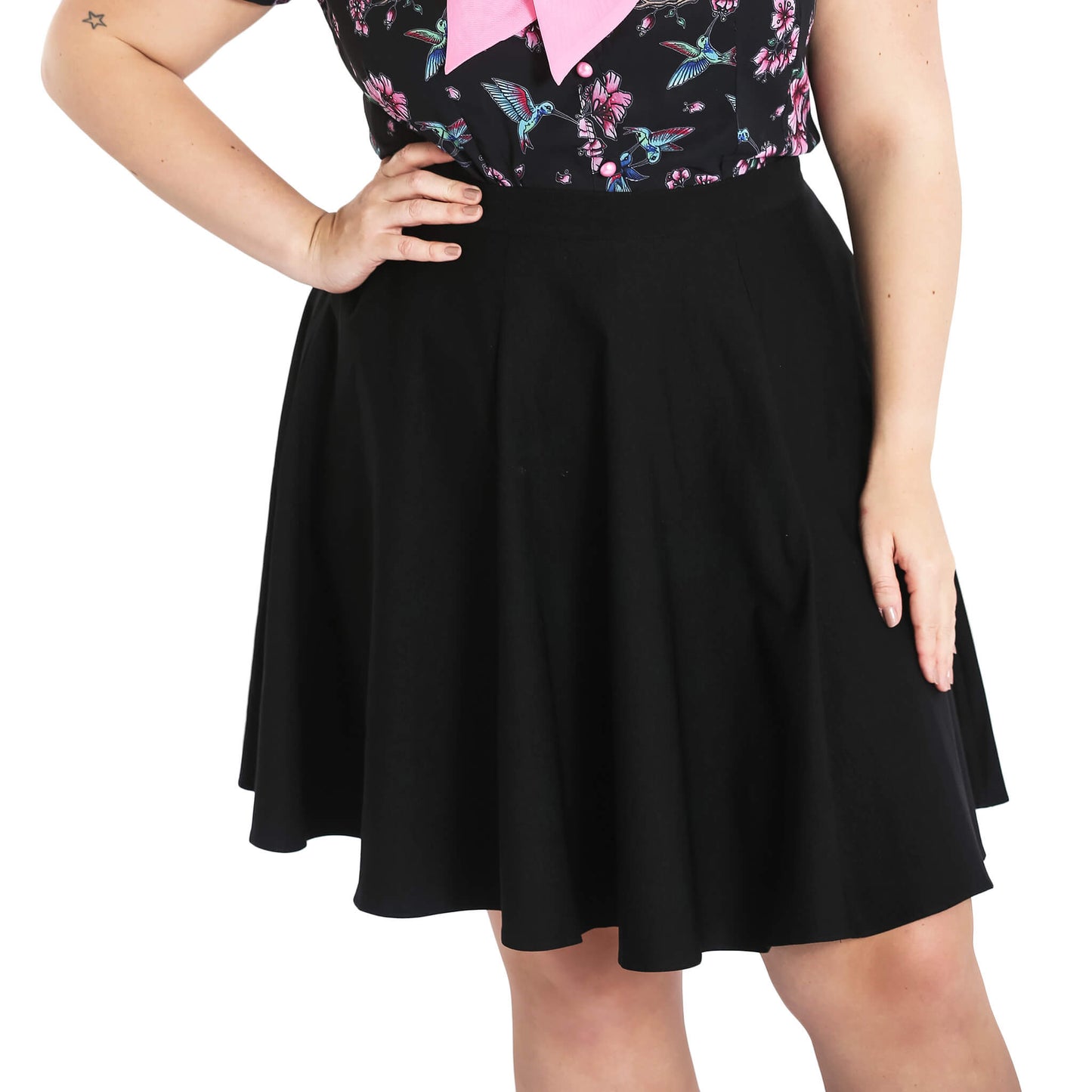 Hell Bunny Gabby Skirt - Black - plus model front