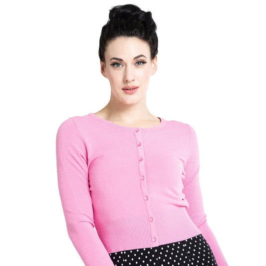 Image of Hell Bunny Paloma Cropped Cardigan - Candy Pink