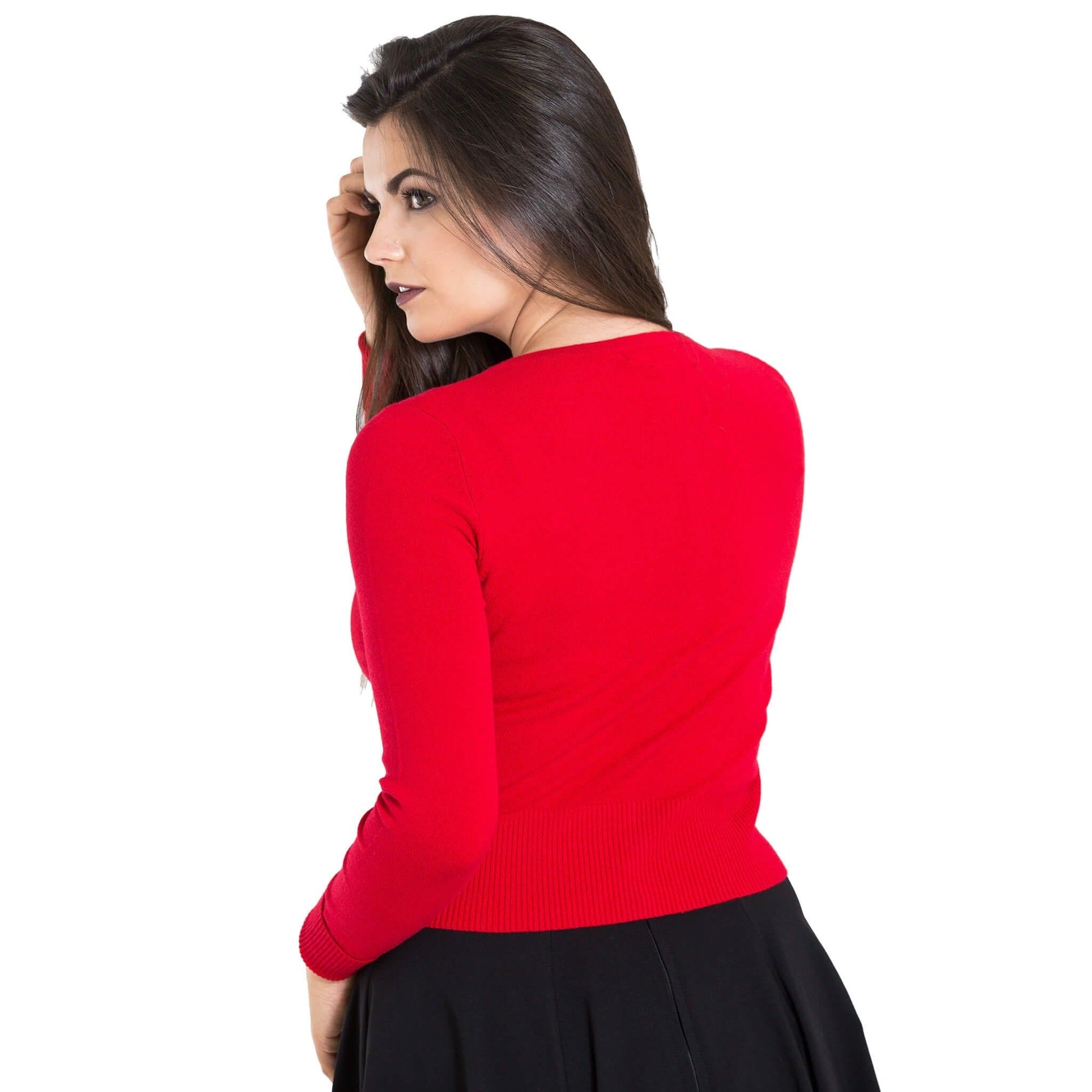 Image of Hell Bunny Paloma Cropped Cardigan - Red