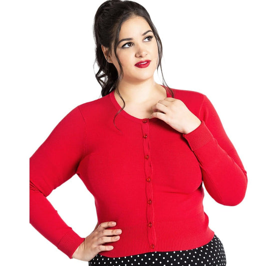Image of Hell Bunny Paloma Cropped Cardigan - Red