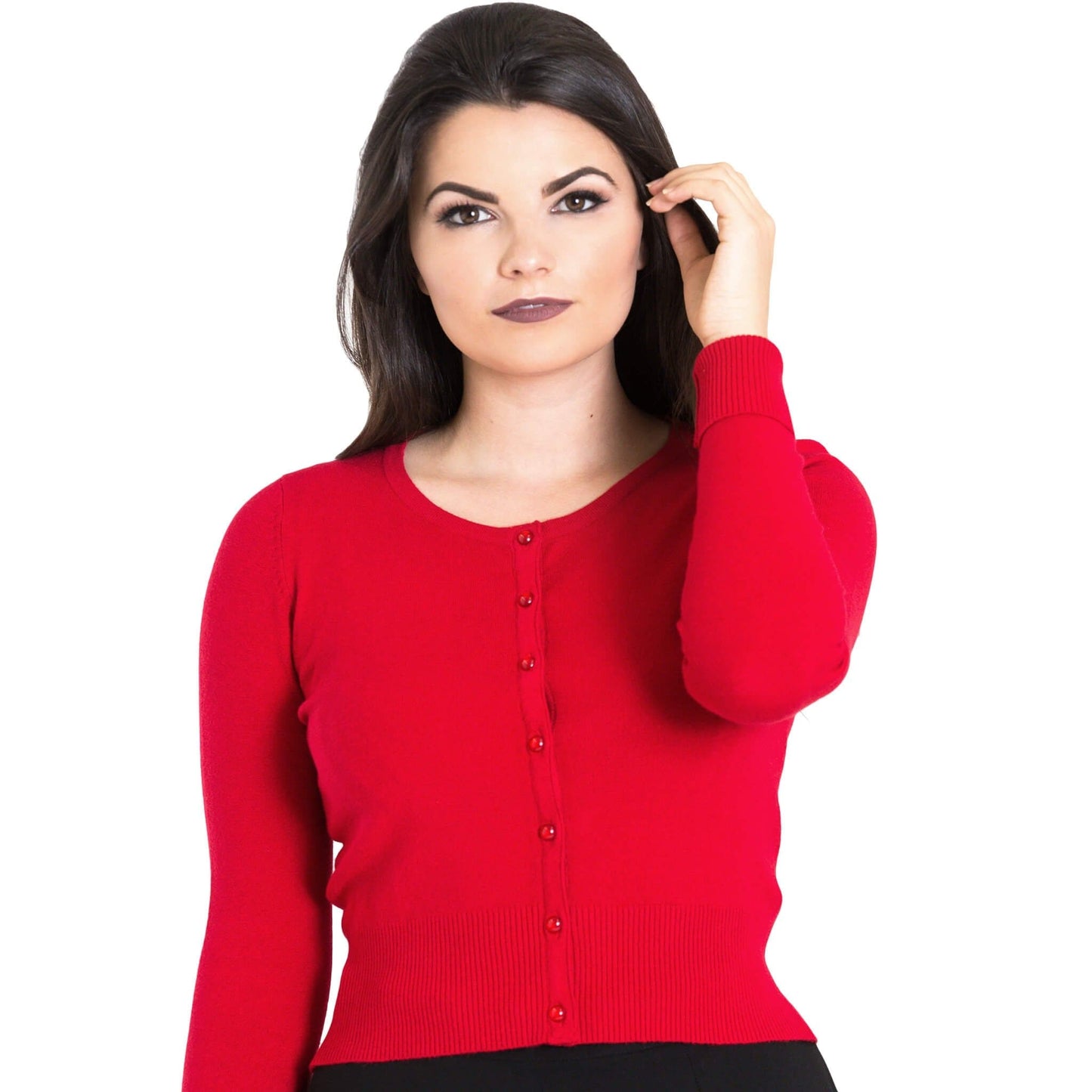 Image of Hell Bunny Paloma Cropped Cardigan - Red