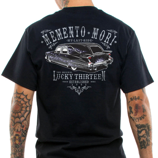 Lucky 13 Men&#039;s Retro T-Shirt - Last Ride Hearse - back cropped