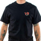 A black t-shirt with a small pocket print of the &quot;Lucky 13&quot;  brand logo