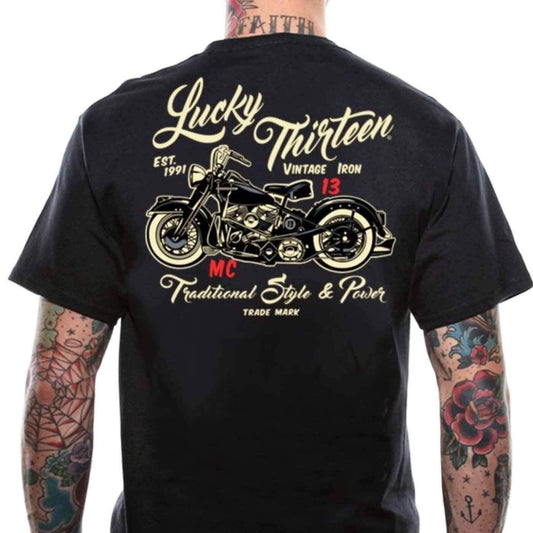 Image of Lucky 13 Men&#039;s T-Shirt - Vintage Iron Motorcycle