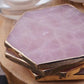 Luxe pure natural Rose Quartz Crystal coaster with gold trim - BBPD