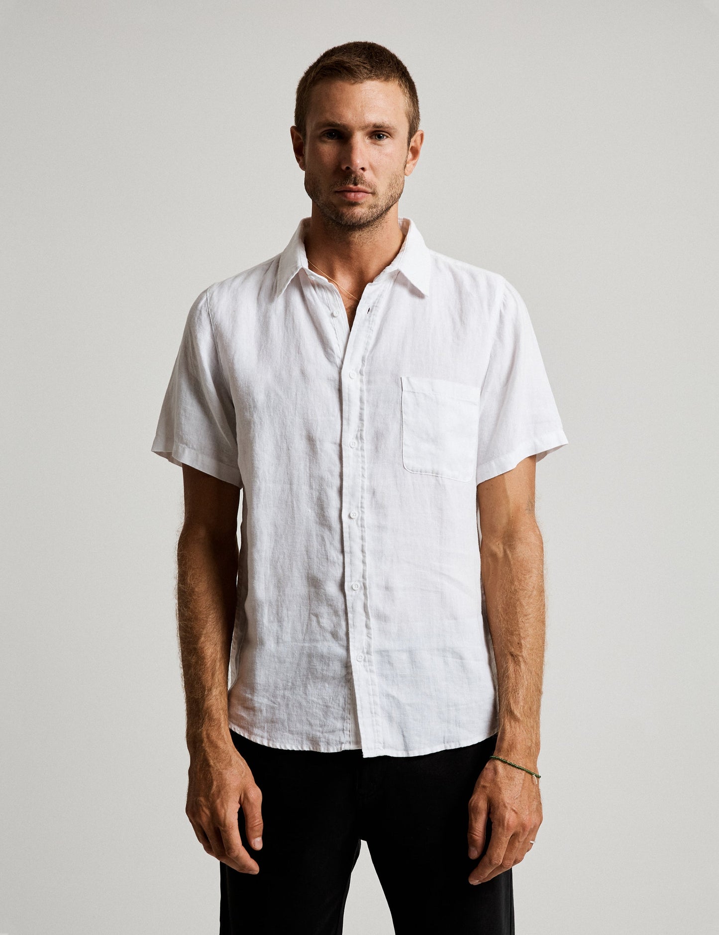 Linen Short Sleeve Shirt - White