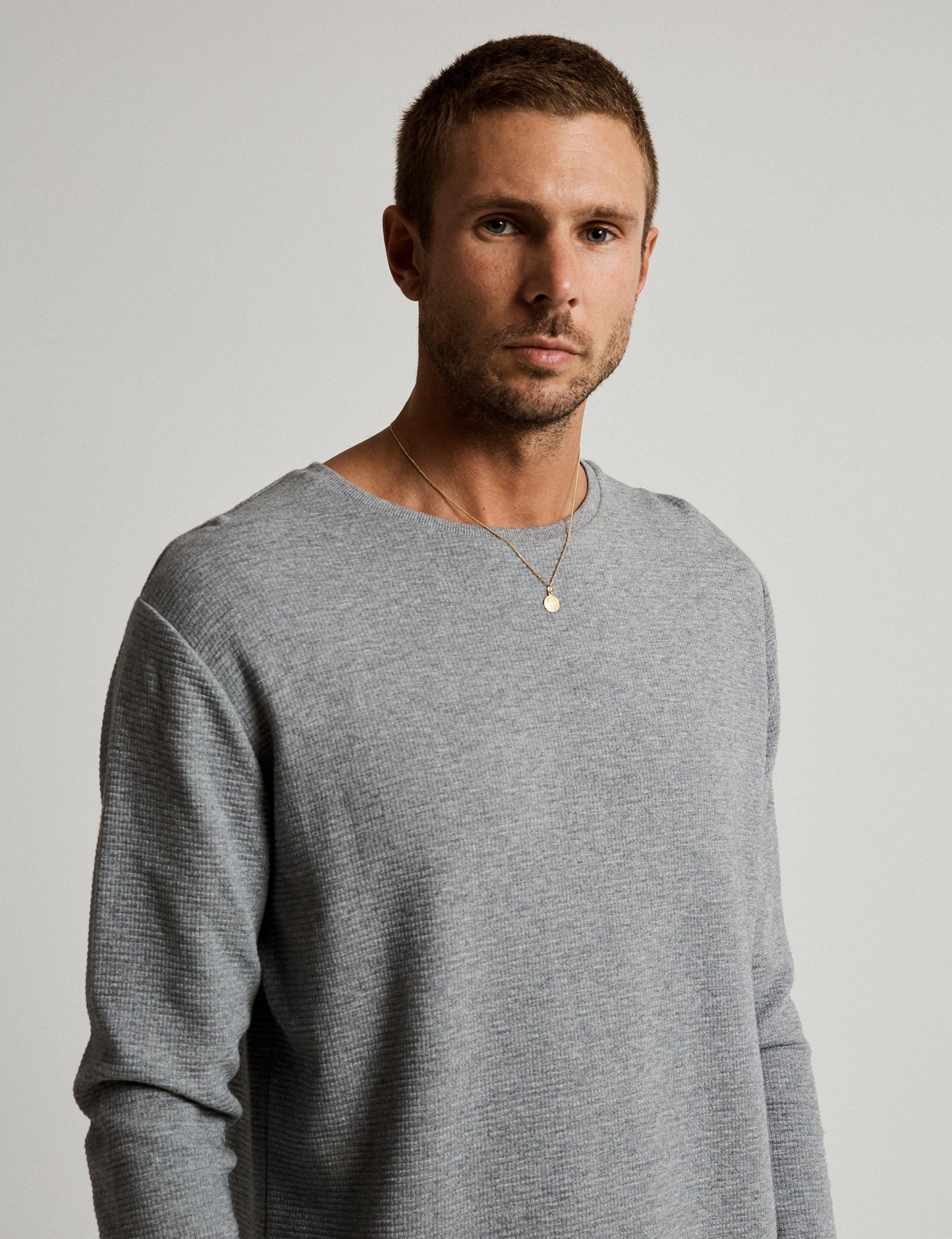 Waffle Long Sleeve Tee - Grey Marle