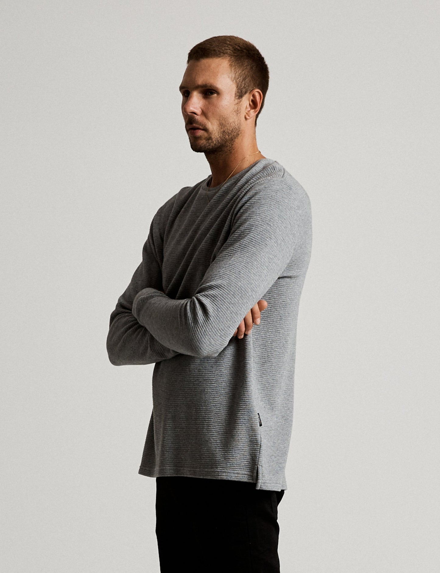 Waffle Long Sleeve Tee - Grey Marle