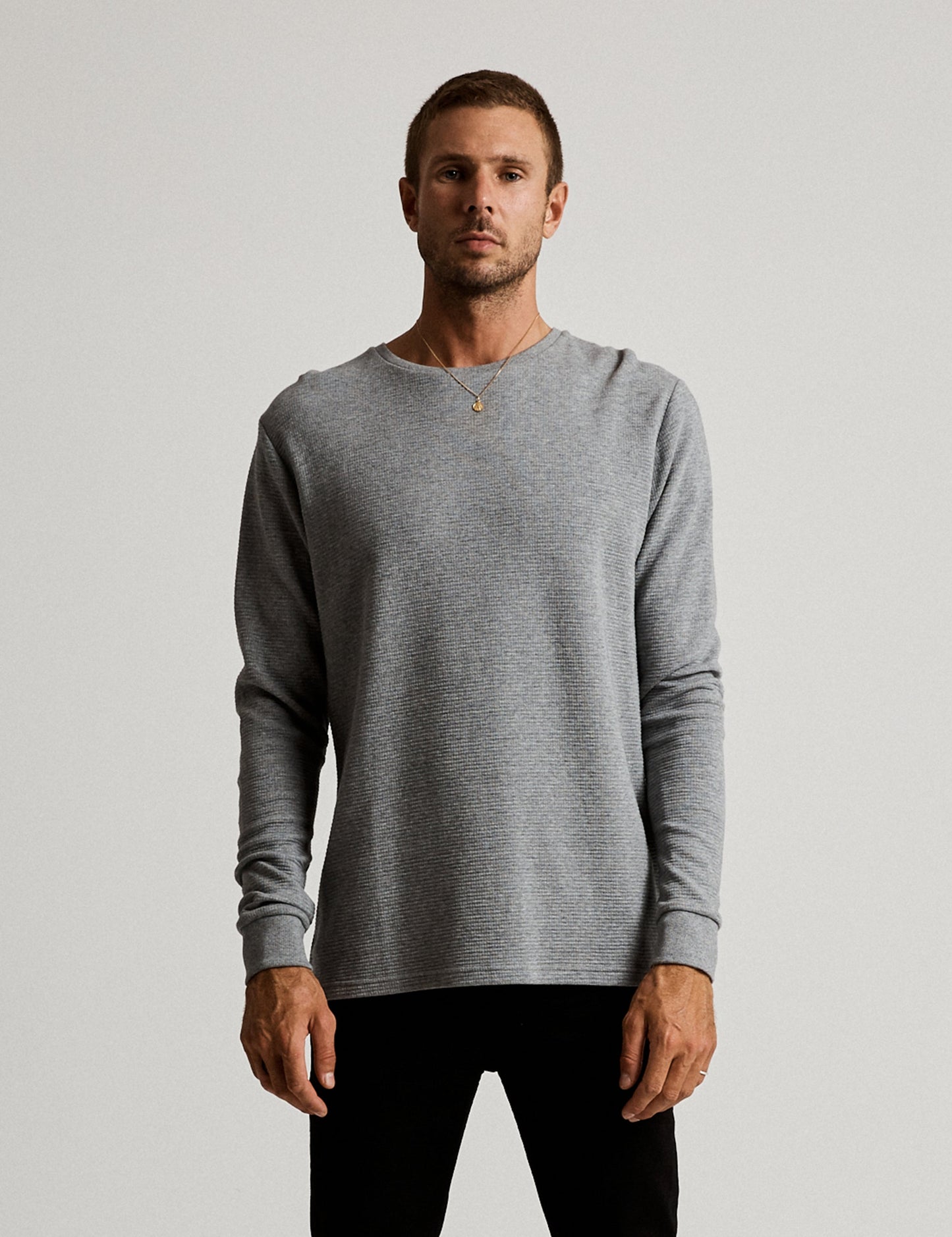 Waffle Long Sleeve Tee - Grey Marle