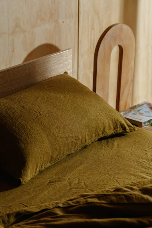 Sicilian Olive Hemp Linen Pillowcase Set - GOOD STUDIOS