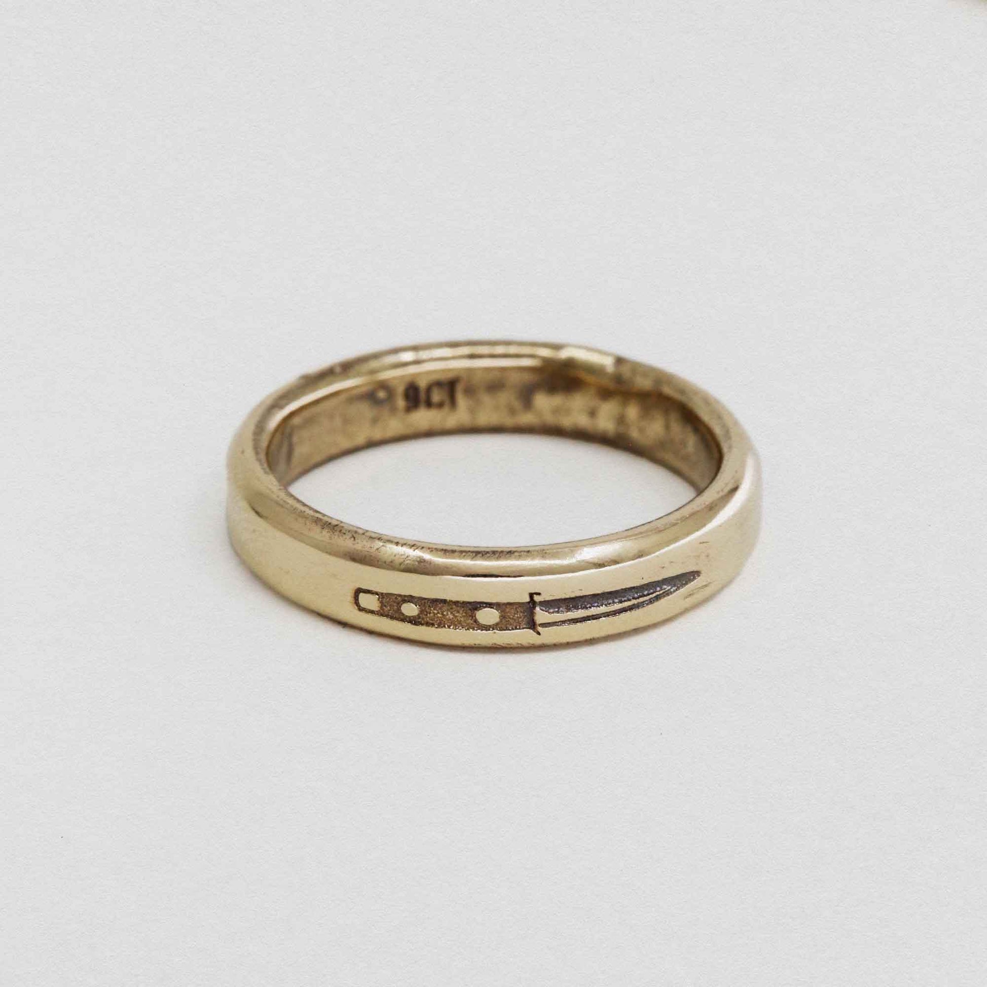 Dagger Engraved On 9ct Gold Ring