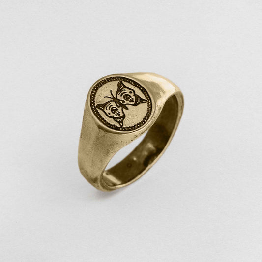 Butterfly Signet Ring In 9ct Gold