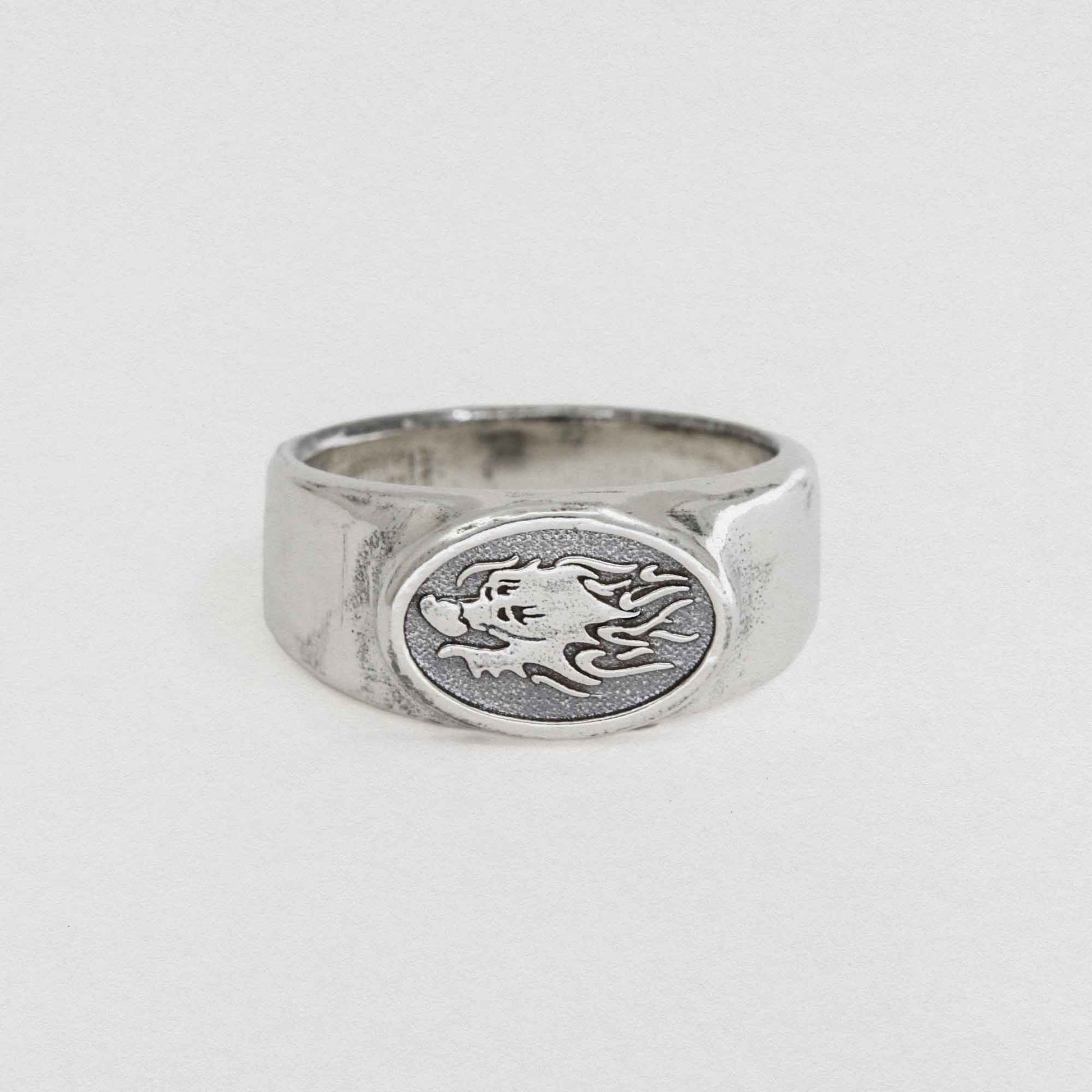 Dragon Signet Ring In 925 Sterling Silver