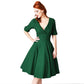 Unique Vintage Delores Dress - Green - front cropped