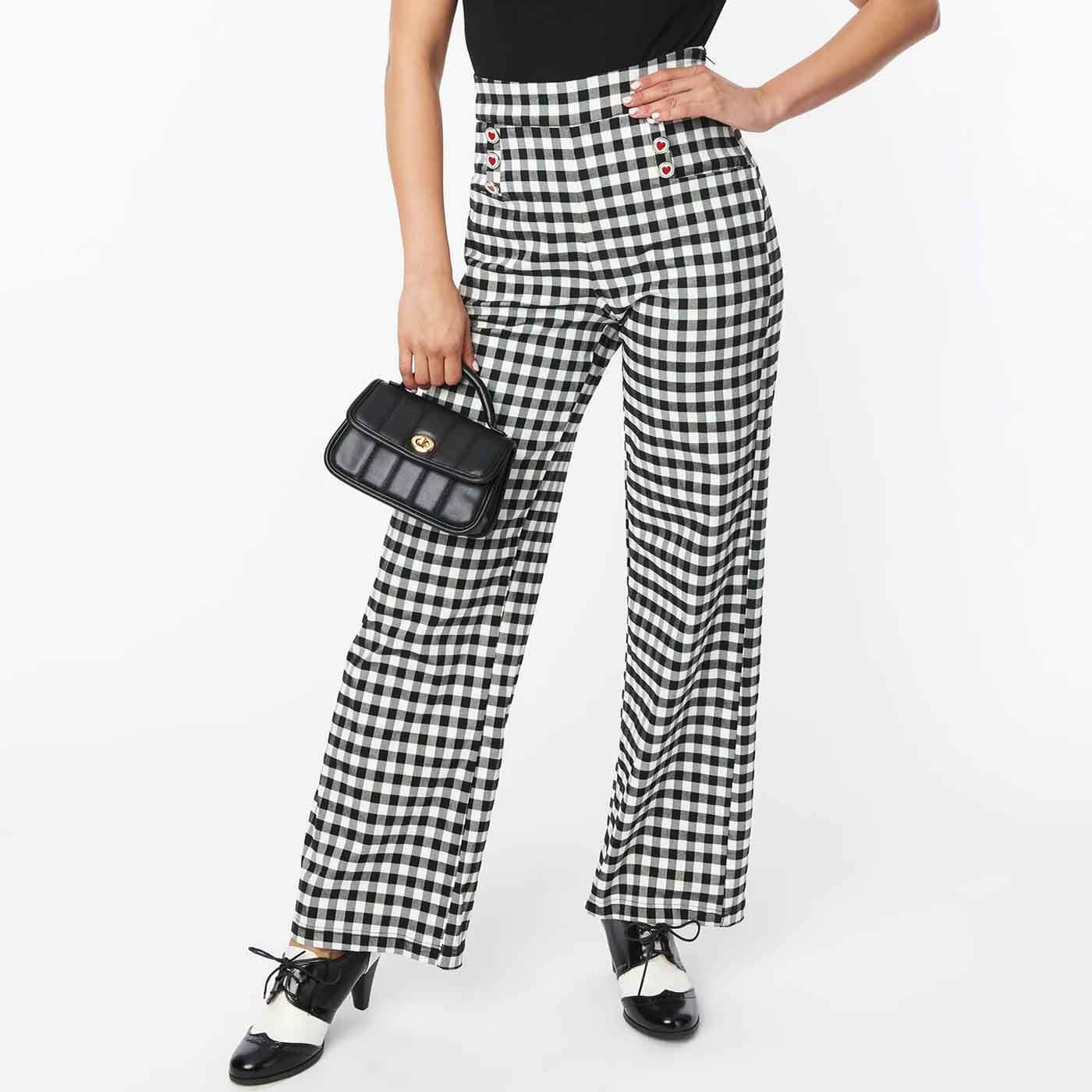 Retro Hight waisted gingham trousers by Unique Vintage brand